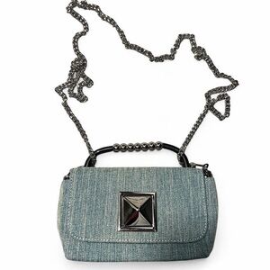 Stylish Denim Shoulder Bag with Silver Accents